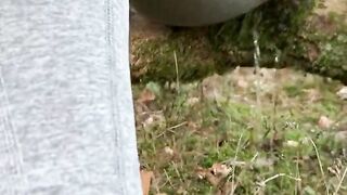 Pissing in pants Outdoor