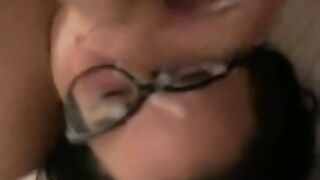 Cumshot Facial with glasses