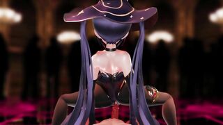 want to be squeezed by Mona's ass - Genshin Impact Mona Cowgirl Ride Creampie POV - MMD