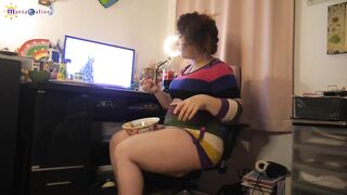 Maria Alive - OVEREATING - Slutty Office Pig Overindulges In Overeating Dress-Sizes