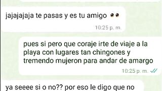 mensajes de whatsapp con la novia de mi amigo antes de cogermela