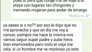 mensajes de whatsapp con la novia de mi amigo antes de cogermela