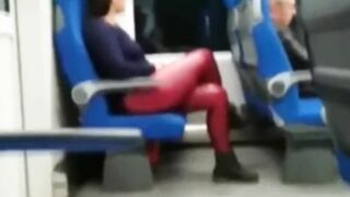 Having a blowjob by a stranger in a train - cum inside mouth amateur