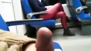 Having a blowjob by a stranger in a train - cum inside mouth amateur