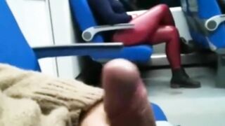 Having a blowjob by a stranger in a train - cum inside mouth amateur