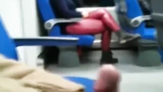 Having a blowjob by a stranger in a train - cum inside mouth amateur