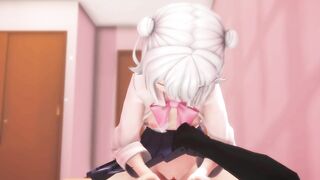 Rokka-chan is embarrassed to see the part where the skirt is rolled up and connected - MMD