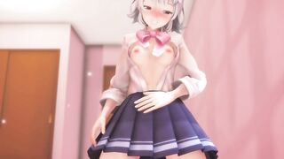 Rokka-chan is embarrassed to see the part where the skirt is rolled up and connected - MMD