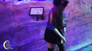 Flashing tits and pussy at the adults only indoor putt putt