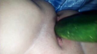 Cucumber stretches little teen