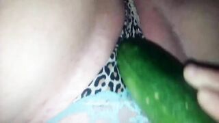 Cucumber stretches little teen