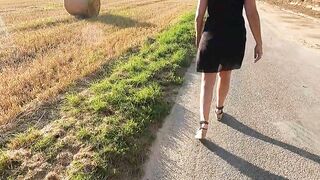 We stop on the side of the road with my mother-in-law and she empties my cock in her panties