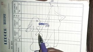 Art made drawing with the help of a pencil while having sex