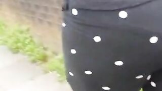 Teasing Sexy Walk on Public Street in Tight Pants - Visible PANTY Line CANDID