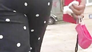 Teasing Sexy Walk on Public Street in Tight Pants - Visible PANTY Line CANDID