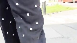 Teasing Sexy Walk on Public Street in Tight Pants - Visible PANTY Line CANDID