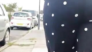 Teasing Sexy Walk on Public Street in Tight Pants - Visible PANTY Line CANDID