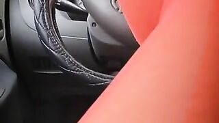 Hot legs in the car. Foot fetish