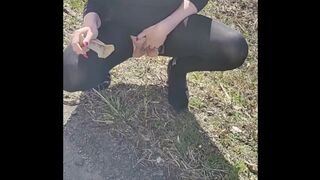 Pissing at the side of the road