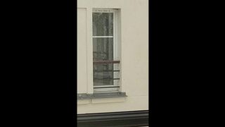 A blond french slut caught trough the window! Real Spycam