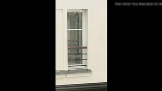 A blond french slut caught trough the window! Real Spycam