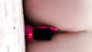 Bunny butt plug with clit sucker makes this milf go crazy