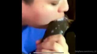 Swallowing Black Dick While BF Is At Home