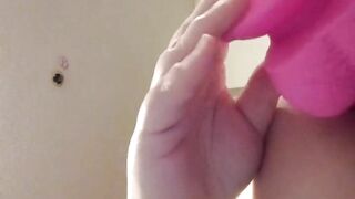 Sucubitch666 using her 10in pink dildo again