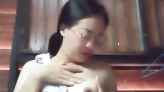 Asian girl at home alone and bored masturbates 4