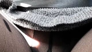 MILF MASTURBATES through her PANTYHOSE while DRIVING the PUBLIC highway