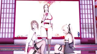 [MMD] Waiting for a Chance to Pounce 虎視眈々Hot Striptease Marie Rose Mai Shiranui Misaki DOA