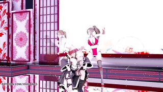 [MMD] Waiting for a Chance to Pounce 虎視眈々Hot Striptease Marie Rose Mai Shiranui Misaki DOA