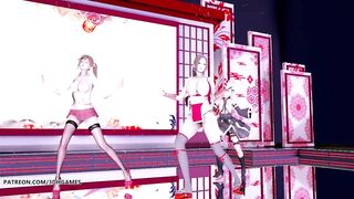 [MMD] Waiting for a Chance to Pounce 虎視眈々Hot Striptease Marie Rose Mai Shiranui Misaki DOA