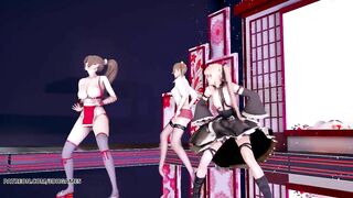 [MMD] Waiting for a Chance to Pounce 虎視眈々Hot Striptease Marie Rose Mai Shiranui Misaki DOA