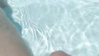 HARD 9 inch COCK IN BACKYARD POOL