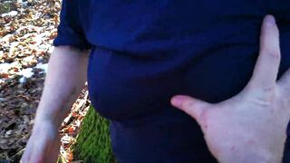 Titslapping while hiking in winter