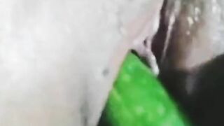 Dirty Muslim hijab girl anal and pussy fucking with cucumber