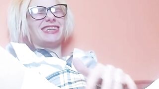 sex machine big dildo in the pussy of a sexy schoolgirl real very wet orgasm