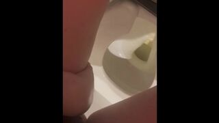 Horny slut pisses in public restroom!!!????????‍♀️???????? ***PUBLIC URINATING***