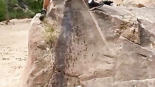 Petite blonde rock pee