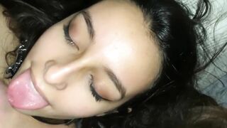 Cumshot on beautiful GF Face! Huge Facial! She loves my Sperm!