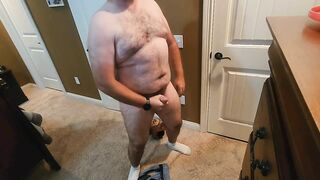 Dad bod strip and big cum shot