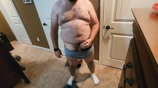 Dad bod strip and big cum shot