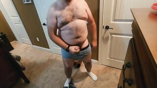 Dad bod strip and big cum shot