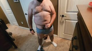 Dad bod strip and big cum shot