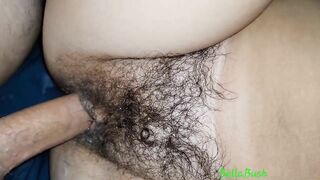 Double creampie dripping from my Hairy MILF pussy and he keeps on fucking me. I'm so lucky!