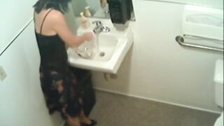 Kinky amateur pissing in restroom