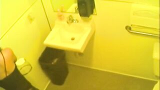 Kinky amateur pissing in restroom