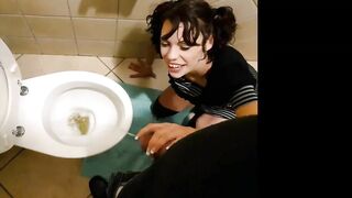 Cute emo pigtailed girl taking me for a piss