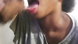 Skinny cute Ebony DERPTHROAT Curve BBC